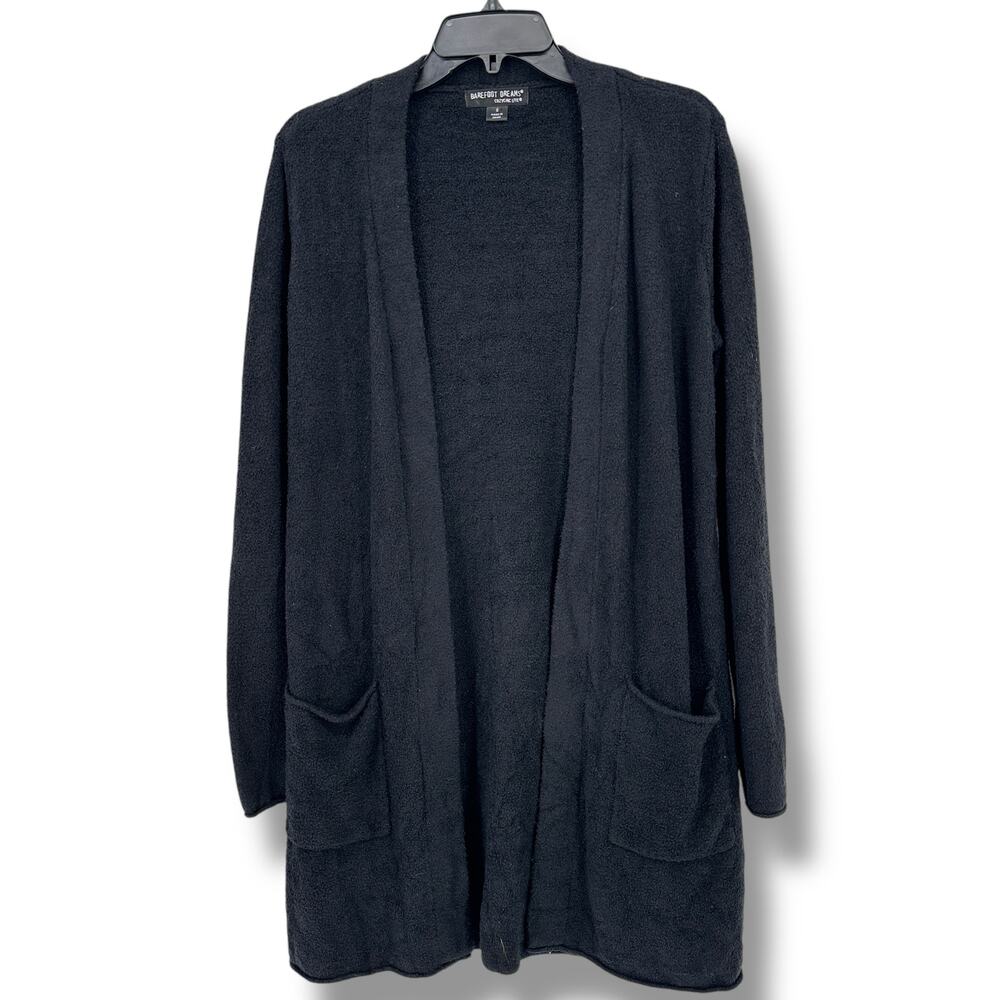 Barefoot Dreams CozyChic Lite Open Front Cardigan Sweater Womens Sz Small Black